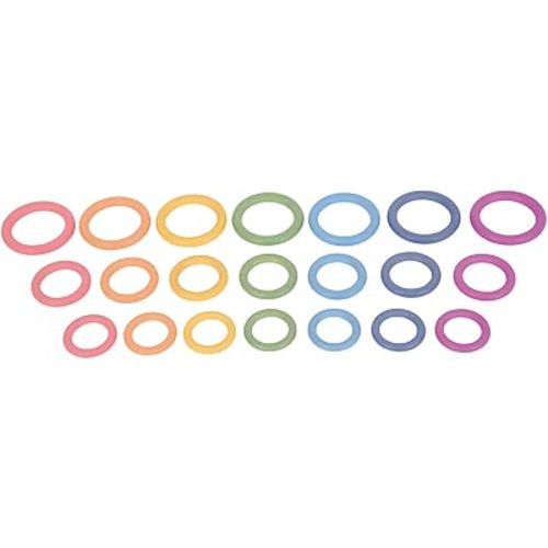 TickiT-73977 Rainbow Wooden Rings - Set of 21 - 3 Sizes - Counting and Sorting Rings - Loose Parts Wooden Toy for Babies and Toddlers 10m+ - Inspire Curiosity and Open-Ended Play