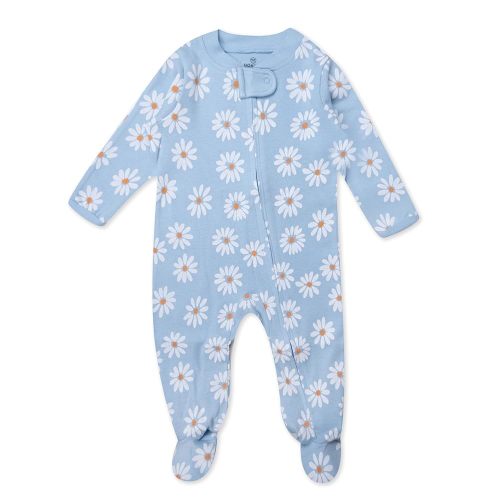 HonestBaby Sleep & Play Footed One-Piece Pajama Sleeper 100% Organic Cotton, Baby Girls