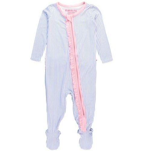 RuffleButts SoftSnooze Baby Girls Ruffle One Piece Footie Pajama
