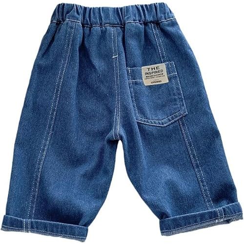 Moonker Toddler Baby Boys Baggy Jeans Loose Wide Leg Straight Elastic Waist Casual Denim Pants Summer Daily Boy