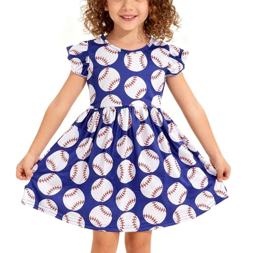 VUMUZU Toddler Girls Twirl Sping Summer Dress Flutter Sleeve Casual Pattern Dresses Summer Apparel