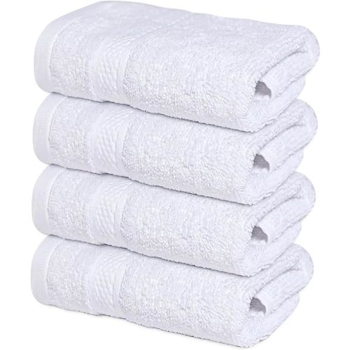 Infinitee Xclusives Luxury Wash Cloths for Showering [13x13] – 100% Cotton Washcloths [Pack of 4], Soft and Absorbent Face Towels for Bathroom Wash Clothes, Gym, and Spa (Brilliant White)