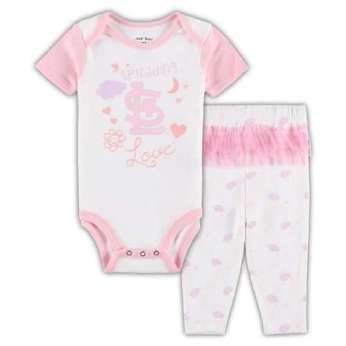 St. Louis Cardinals Newborn & Infant Spreading Love Bodysuit & Tutu with Leggings Set - White/Pink