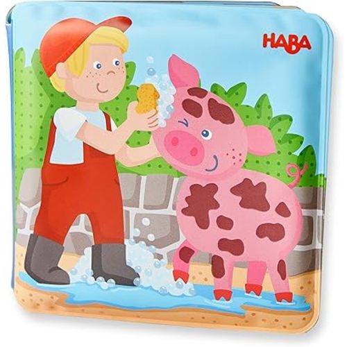 HABA Magic Color Changing Bath Book: Animal Wash Day, Bath Toys for Toddlers, Water Toys for Toddlers 18-36m & Water Table Accessories
