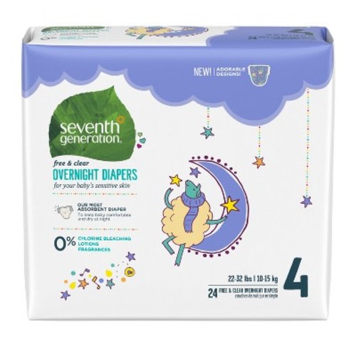 Seventh Generation Disposable Overnight Diapers - Stage 4 (24ct)