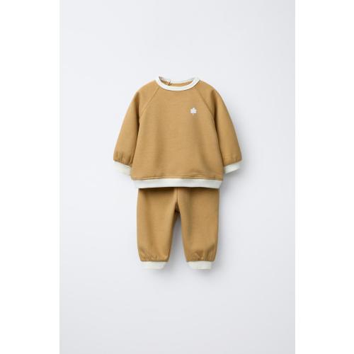 CONTRAST SWEATSHIRT AND PANTS SET - Ocher | ZARA United States