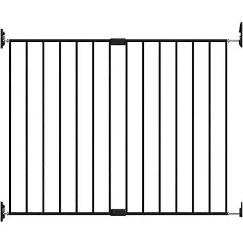 Adjustable Pet Safety Swing Gate, Hardware-Mounted Metal Gate for Stairs and Doorways, Secure Latch for Pets (Black, 24"-40.5" W x 28.75" H)