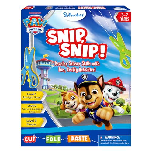 Skillmatics Scissor Skills Activity Book - Snip Snip PAW Patrol, 25 Cutting & Creative Activities for Preschoolers, Fine Motor Skills, Felt Craft Kit, Screen-Free Fun, Gifts for Ages 3, 4, 5, 6, 7