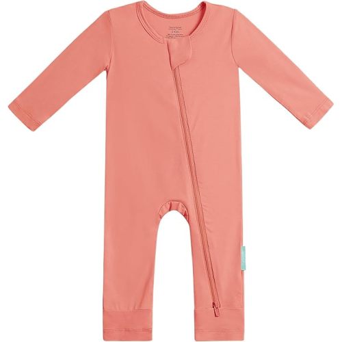 PurComfy Baby Long Sleeve Romper Jumpsuit, Premium Soft Rayon One Piece Pajamas Boy Girl 2-Way Zipper Coverall Sleeper