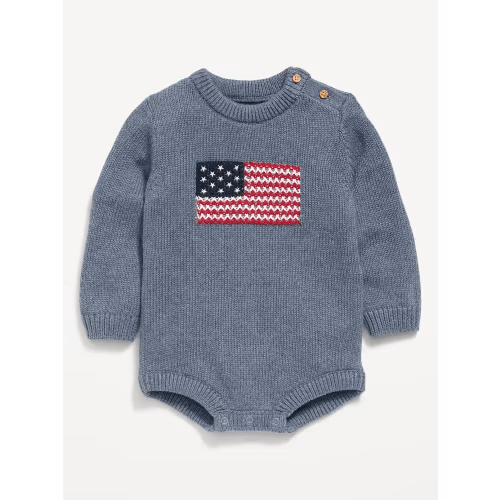 Long-Sleeve Sweater-Knit One-Piece Romper for Baby - American Flag