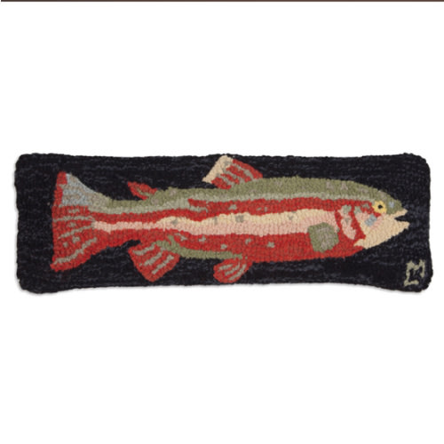 Steelhead Trout Red Hooked Wool Pillow | Black Forest Decor