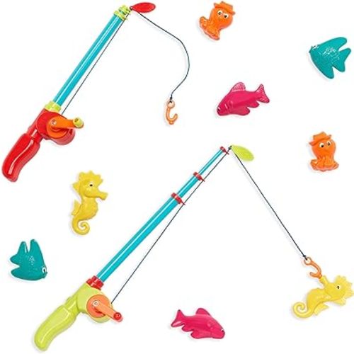 B. toys – Little Fisher's Kit – Magnetic Fishing Adventure Set with Dual Rods, Eight Colorful Aquatic Figures – Ideal Bath Time, Pool Activity Promoting Coordination – 3+ Years