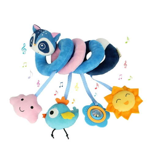 RoamReady Baby Car Seat Toy, Baby Spiral Plush Rattle Toy for Stroller Baby Pram Crib, Fox