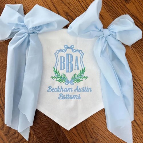 Baby Boy Banner with Custom Embroidered Monogram Frame