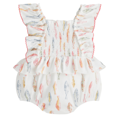 Fish Smocked Baby Bubble – Cute 0-3M Baby Bubble | Mud Pie