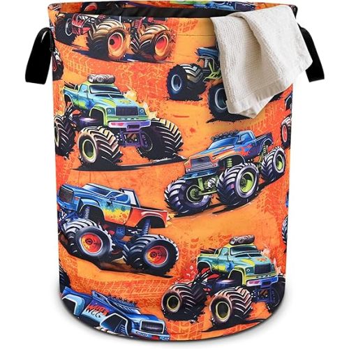 Monster Truck Laundry Basket Laundry Hamper With Handles Collapsible Laundry Baskets Storage Basket For Room Bathroom Bedroom Decor