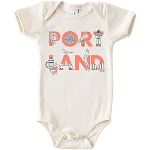 MAPTOTE Font One Piece-Unisex Baby Organic Cotton Short Sleeve Bodysuits-Various Sizes 3-18 Months-City Specific-Made in USA