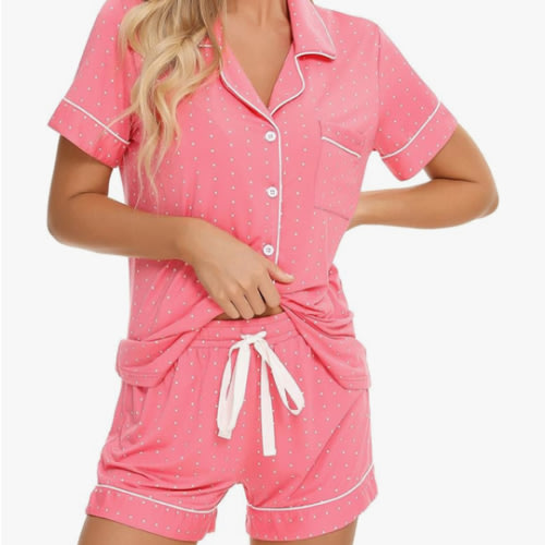 Senert Pajamas Set For Women Short Sleeve Sleepwear Soft Button Down Post Partum Pjs Set Maternity Lounge Sets S-XXL