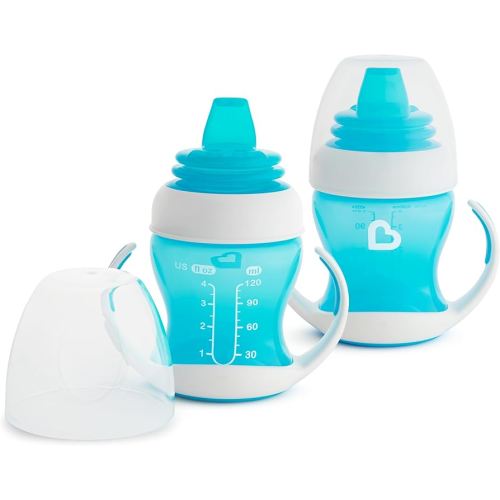 Munchkin® Gentle™ Transition Sippy Trainer Cup, 4 Ounce, 2 Pack, Blue