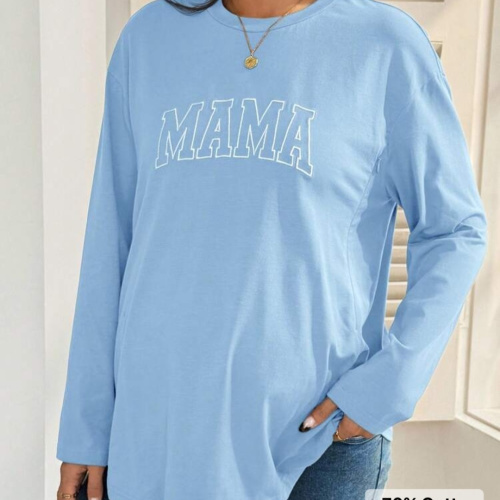 SHEIN Maternity Casual Letter Embroidery Nursing Top, Autumn Mama Shirts Long T Shirt For Women Pregnancy Breastfeeding | SHEIN USA
