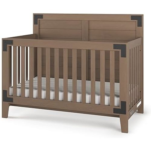 Child Craft Lucas Design 4-in-1 Convertible Baby Crib Nursery Furniture Set - Baby Bed, Toddler Bed and Full Size Bed, 3 Adjustable Mattress Positions, Real Wood, Baby Safe Finish (Dusty Heather)