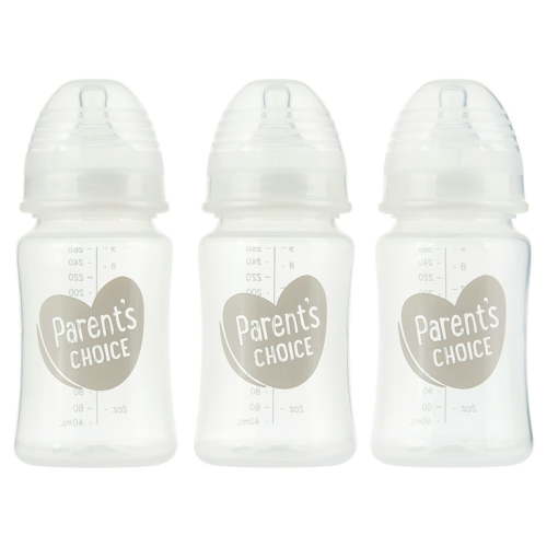 Parent's Choice Wide Neck Bottles, 0+ Months, 9 fl oz, 3 Pack