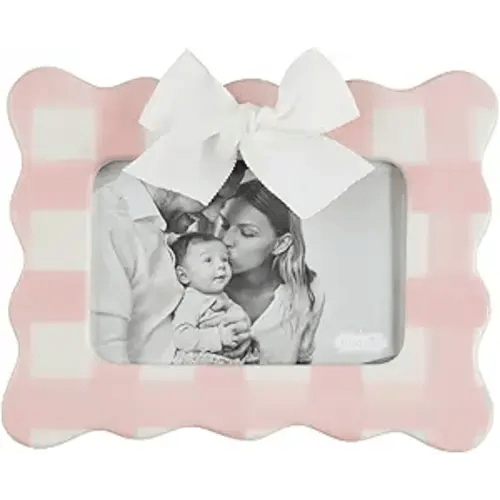 Mud Pie Horizontal Pink Bow Frame; 9" x 7"
