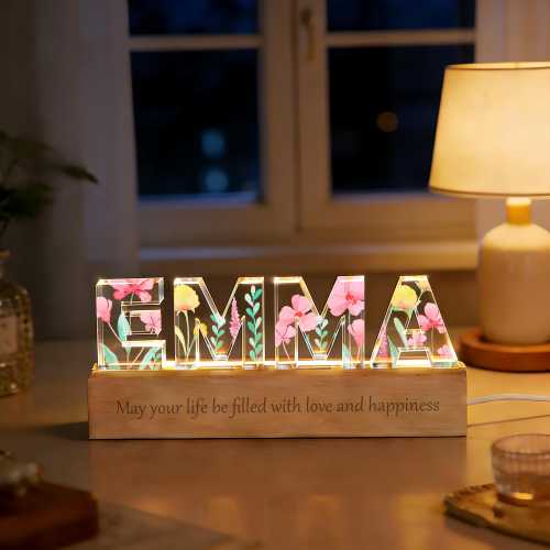 Personalized Flower Night Light, Letter Lamp Baby Gift, Nursery Decoration, Bedside Gifts, Home Decor
