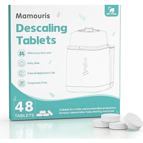 Baby Descaling Tablets: Ideal for BabyBrezza, Momcozy Baby Bottle Washer and ALL BRANDS of Baby Feeding Appliances, 48 Count Remove Milk & Limescale