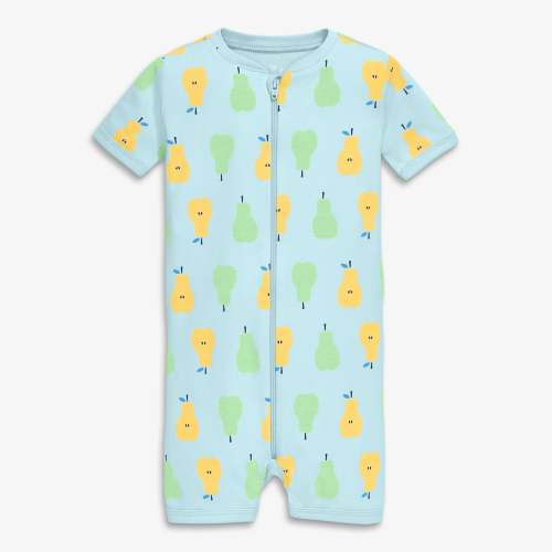 Baby organic zip shortie in cutout pears - Saltwater / pears / 0-3