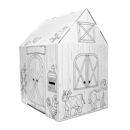 Cardboard Coloring Playhouse Barn