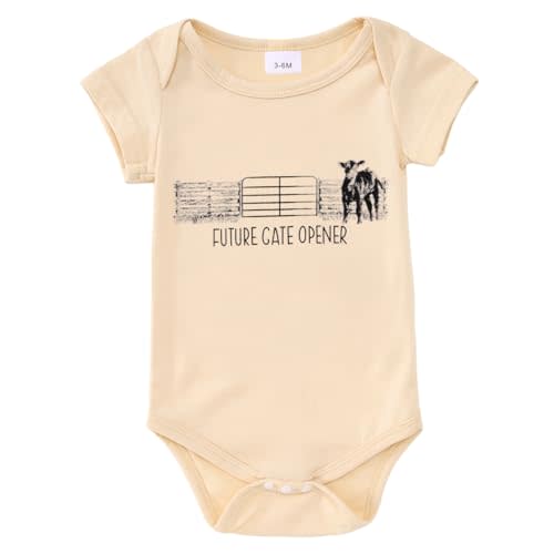 SOFEON Future Gate Opener Baby Onesie Newborn Farm Cow Bodysuit Romper Infant Boy Girl Cute Country One-Piece Clothes 0-18M
