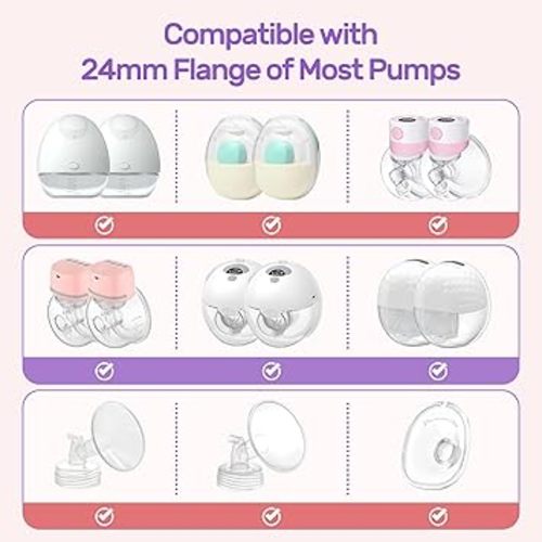 Nuliie 10PCS Flange Sizing Kit 12/14/16/18/20mm for 24mm Flange/Shield of Most Pumps, Silicone Flanges Insert for Momcozy/Spectra Electric Breast Pump, Pumping Essential Kit for Moms