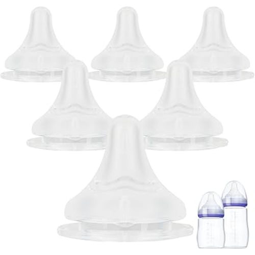 Silicone Nipples for Lansinoh Baby Bottle, Size S,Replacement Bottle Nipple,1m+,Slow Flow, 6 Count