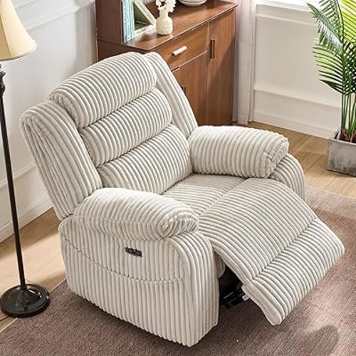 Power Swivel Rocker Recliner with Massage and Heat for Adults, Plush Corduroy 270° Swivel Glider Rocking Chair with USB and Type-C Ports for Nursery, Living Room, Bedroom, Apartment
