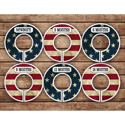6 Custom Baby Closet Dividers | Vintage American Flag | 012