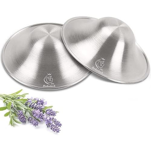 Boboduck Nipple Shields for Nursing Newborn - Large Size 999 Silver Nursing Cups Soothe Nursing Nipple, BreastfeedingEssentials Nipple Cover, Nipple Guards Protector for Breastfeeding