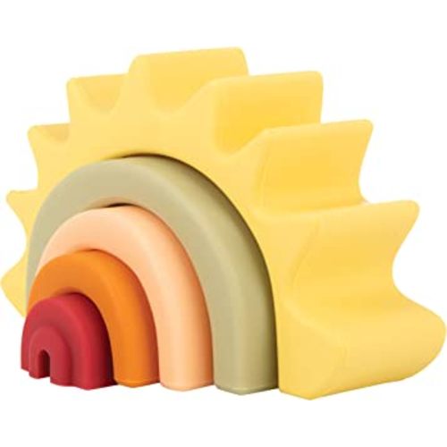 Nuby Soft Silicone Stackable Sun Interactive Toy - 5-Piece Toddler Stacking Toy for Fine Motor Skills and Early Development - 12+ Months