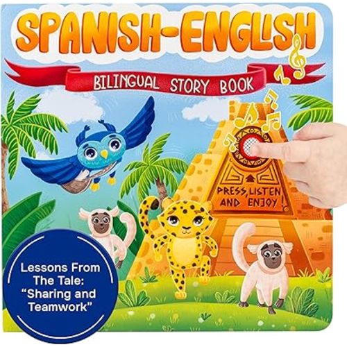 Bilingual Spanish Books for Toddlers 1-3, Story Book in Spanish & English | Interactive Baby Sound Book | Educational Learning Toys | Libros para niños en español - Mexican Adventure