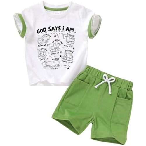 YOUNGER TREE Toddler Baby Boy Summer Clothes Dinosaur T-Shirt and Shorts Boy Outfits 12 Months to 4T