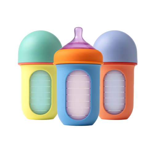 Nursh Silicone Baby Bottles with Collapsible Silicone Pouch - 8 fl oz/3pk - Color Block