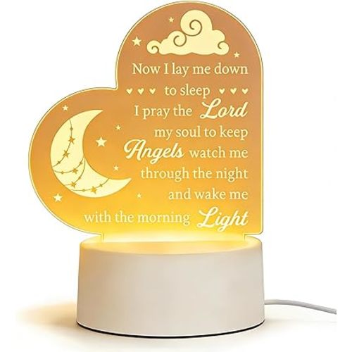 Baptism Gifts for Girl Boy, Cozy Baby Nursery Night Light for Bedtime Prayer, Baby Christening Gifts for Boys Girls Kids, Dedication Baptismal Confirmation Gifts, Baby Room Decor, Baptism Decorations