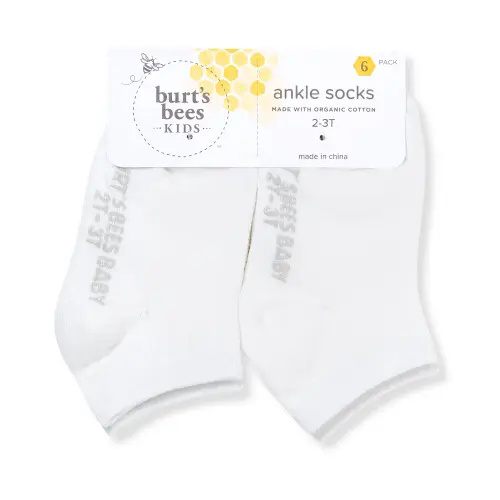 Solid Organic Cotton Baby Ankle Socks 6 Pack
