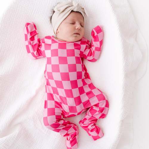 Bubble Gum Check Day to Night Romper Luxe Edition | Cotton Bamboo Blend