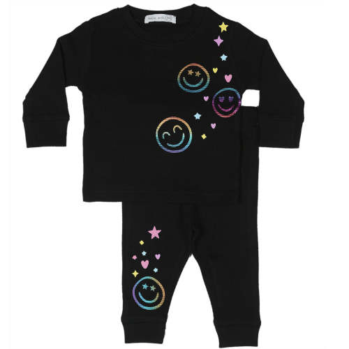 Baby and Toddler Thermal Shirt and Pant Set - Rainbow Foil Smile