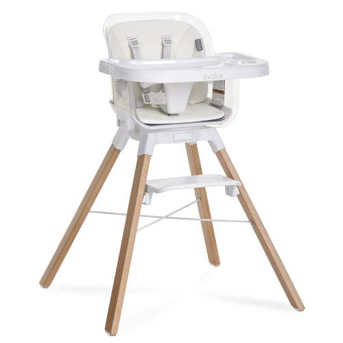 Evolur Bloom High Chair Panna Cotta , 360° Rotating Seat, Easily Converts to Adult Stool, Adjustable Foot Rest, Adjustable & Removable Tray Baby High Chair