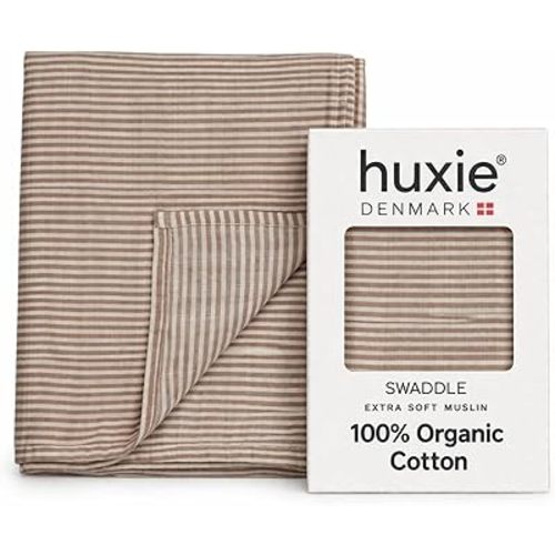 Baby Swaddle – Organic Cotton Muslin Baby Swaddles for Newborns 47” x 47” (Natural Stripe)