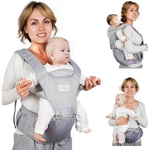 Baby Carrier Newborn to Toddler, 6-in-1 Front and Back Baby Hip Carrier One Size Fits All Adjustable Toddler Carrier Hip Carrier for Baby with Hip Seat Adapt to Newborn, Infant & Toddler