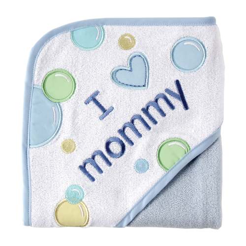 Luvable Friends Baby Boy Hooded Towel, Blue Mom, One Size - Blue Mom - One Size