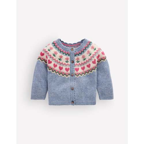 Fair Isle Cardigan - Glacier Blue Marl | Boden USA